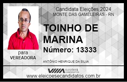 Candidato TOINHO DE MARINA 2024 - MONTE DAS GAMELEIRAS - Eleições