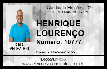 Candidato HENRIQUE LOURENÇO 2024 - IELMO MARINHO - Eleições