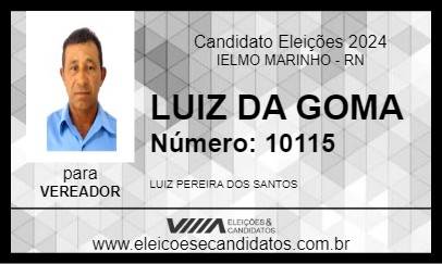 Candidato LUIZ DA GOMA 2024 - IELMO MARINHO - Eleições