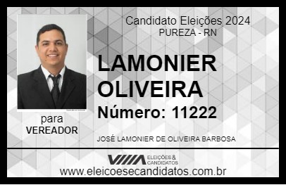 Candidato LAMONIER OLIVEIRA 2024 - PUREZA - Eleições