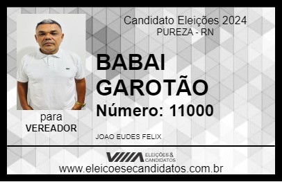 Candidato BABAI GAROTÃO 2024 - PUREZA - Eleições