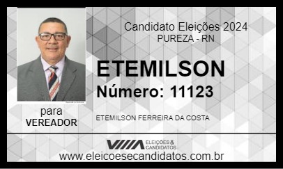 Candidato ETEMILSON 2024 - PUREZA - Eleições