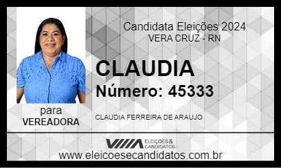 Candidato CLAUDIA 2024 - VERA CRUZ - Eleições