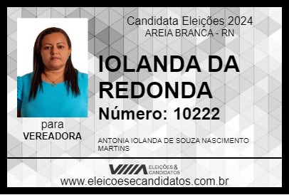 Candidato IOLANDA DA REDONDA 2024 - AREIA BRANCA - Eleições