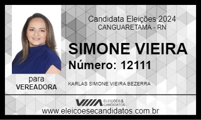 Candidato SIMONE VIEIRA 2024 - CANGUARETAMA - Eleições