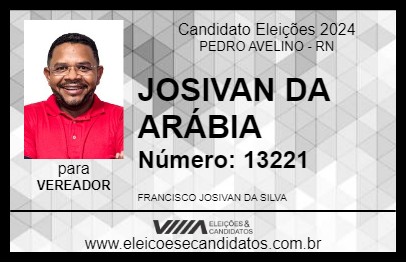 Candidato JOSIVAN DA ARÁBIA 2024 - PEDRO AVELINO - Eleições