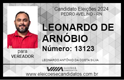 Candidato LEONARDO DE ARNÓBIO 2024 - PEDRO AVELINO - Eleições