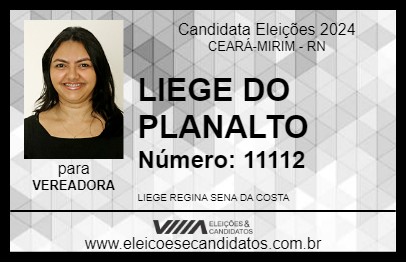 Candidato LIEGE DO PLANALTO 2024 - CEARÁ-MIRIM - Eleições