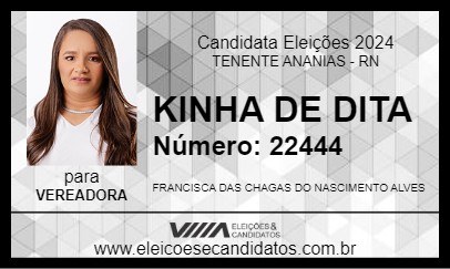 Candidato KINHA DE DITA 2024 - TENENTE ANANIAS - Eleições