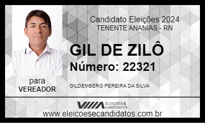 Candidato GIL DE ZILÔ 2024 - TENENTE ANANIAS - Eleições