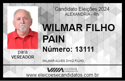 Candidato WILMAR FILHO PAIN 2024 - ALEXANDRIA - Eleições