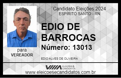 Candidato EDIO DE BARROCAS 2024 - ESPÍRITO SANTO - Eleições