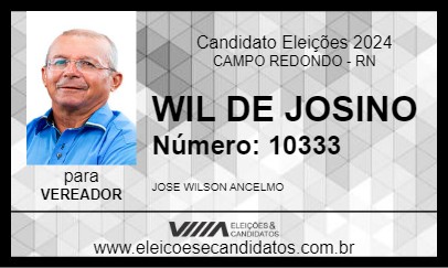 Candidato WIL DE JOSINO 2024 - CAMPO REDONDO - Eleições