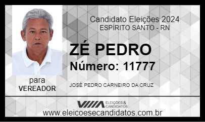 Candidato ZÉ PEDRO 2024 - ESPÍRITO SANTO - Eleições