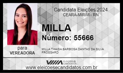 Candidato MILLA 2024 - CEARÁ-MIRIM - Eleições