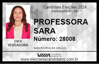 Candidato PROFESSORA SARA 2024 - PARNAMIRIM - Eleições