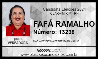 Candidato FAFÁ RAMALHO 2024 - CEARÁ-MIRIM - Eleições