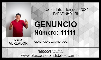 Candidato GENUNCIO 2024 - PARAZINHO - Eleições