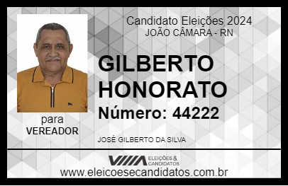 Candidato GILBERTO HONORATO 2024 - JOÃO CÂMARA - Eleições