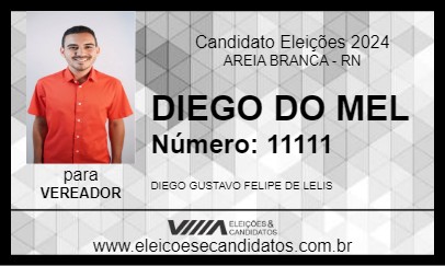 Candidato DIEGO DO MEL 2024 - AREIA BRANCA - Eleições