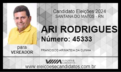 Candidato ARI RODRIGUES 2024 - SANTANA DO MATOS - Eleições