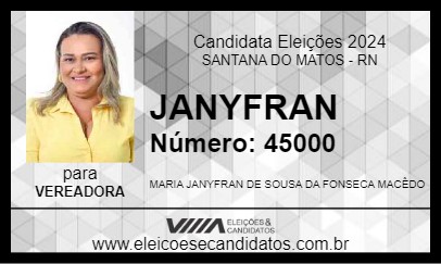 Candidato JANYFRAN 2024 - SANTANA DO MATOS - Eleições