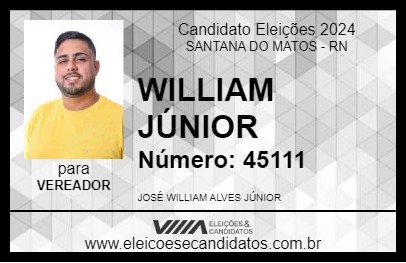 Candidato WILLIAM JÚNIOR 2024 - SANTANA DO MATOS - Eleições