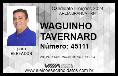 Candidato WAGUINHO TAVERNARD 2024 - AREIA BRANCA - Eleições