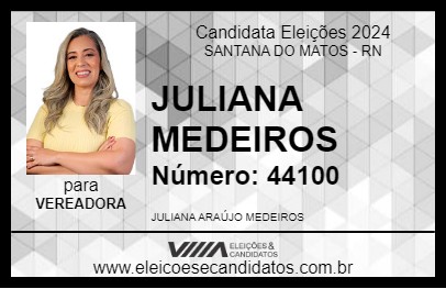 Candidato JULIANA MEDEIROS 2024 - SANTANA DO MATOS - Eleições