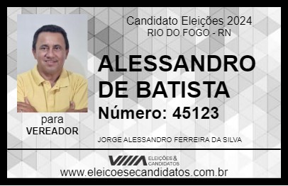 Candidato ALESSANDRO DE BATISTA 2024 - RIO DO FOGO - Eleições