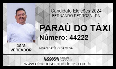 Candidato PARAÚ DO TÁXI 2024 - FERNANDO PEDROZA - Eleições