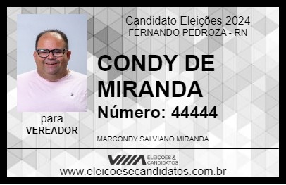 Candidato CONDY DE MIRANDA 2024 - FERNANDO PEDROZA - Eleições