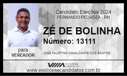 Candidato ZÉ DE BOLINHA 2024 - FERNANDO PEDROZA - Eleições