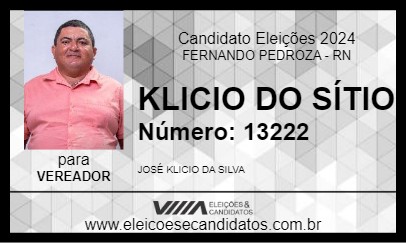 Candidato KLICIO DO SÍTIO 2024 - FERNANDO PEDROZA - Eleições