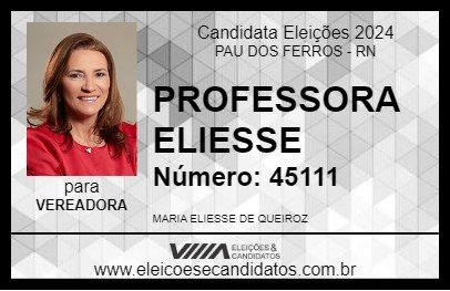 Candidato PROFESSORA ELIESSE 2024 - PAU DOS FERROS - Eleições