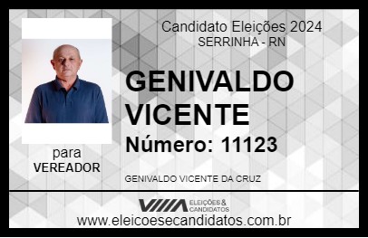 Candidato GENIVALDO VICENTE 2024 - SERRINHA - Eleições