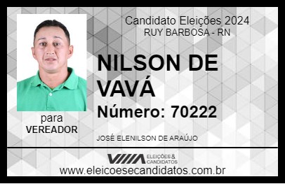 Candidato NILSON DE VAVÁ 2024 - RUY BARBOSA - Eleições