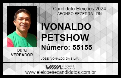 Candidato IVONALDO PETSHOW 2024 - AFONSO BEZERRA - Eleições