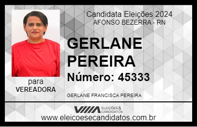 Candidato GERLANE PEREIRA 2024 - AFONSO BEZERRA - Eleições