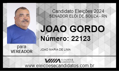 Candidato JOAO GORDO 2024 - SENADOR ELÓI DE SOUZA - Eleições