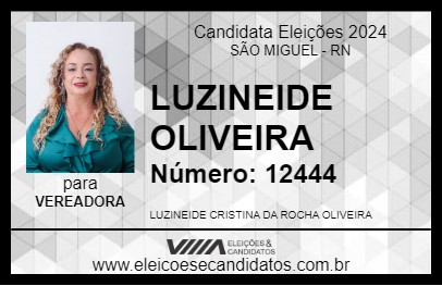 Candidato LUZINEIDE OLIVEIRA 2024 - SÃO MIGUEL - Eleições