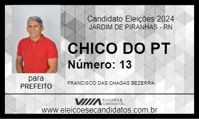 Candidato CHICO DO PT 2024 - JARDIM DE PIRANHAS - Eleições