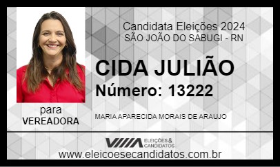 Candidato CIDA JULIÃO 2024 - SÃO JOÃO DO SABUGI - Eleições