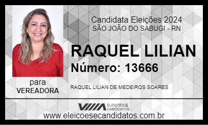 Candidato RAQUEL LILIAN 2024 - SÃO JOÃO DO SABUGI - Eleições