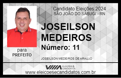 Candidato JOSEILSON MEDEIROS  2024 - SÃO JOÃO DO SABUGI - Eleições