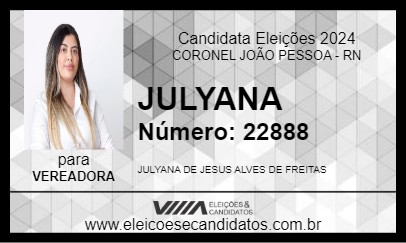 Candidato JULYANA 2024 - CORONEL JOÃO PESSOA - Eleições