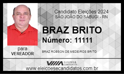 Candidato BRAZ BRITO 2024 - SÃO JOÃO DO SABUGI - Eleições