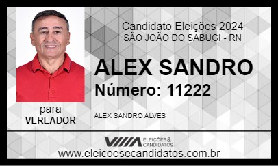 Candidato ALEX SANDRO  2024 - SÃO JOÃO DO SABUGI - Eleições