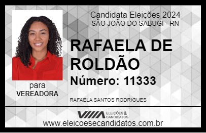 Candidato RAFAELA DE ROLDÃO 2024 - SÃO JOÃO DO SABUGI - Eleições