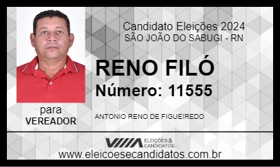 Candidato RENO FILÓ  2024 - SÃO JOÃO DO SABUGI - Eleições